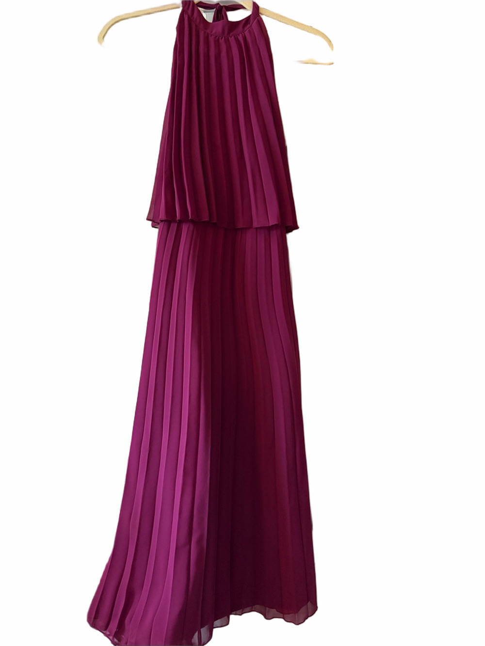 ASOS Design plum pleated halter maxi dress Us 4 UK 8 EU 36